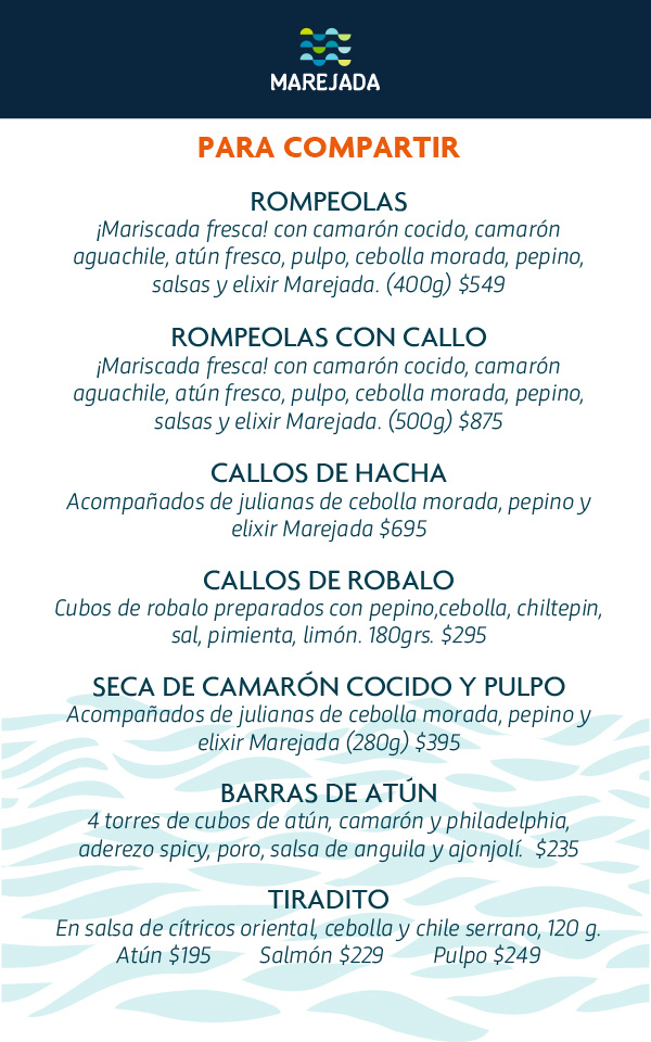 Marejada menu comida