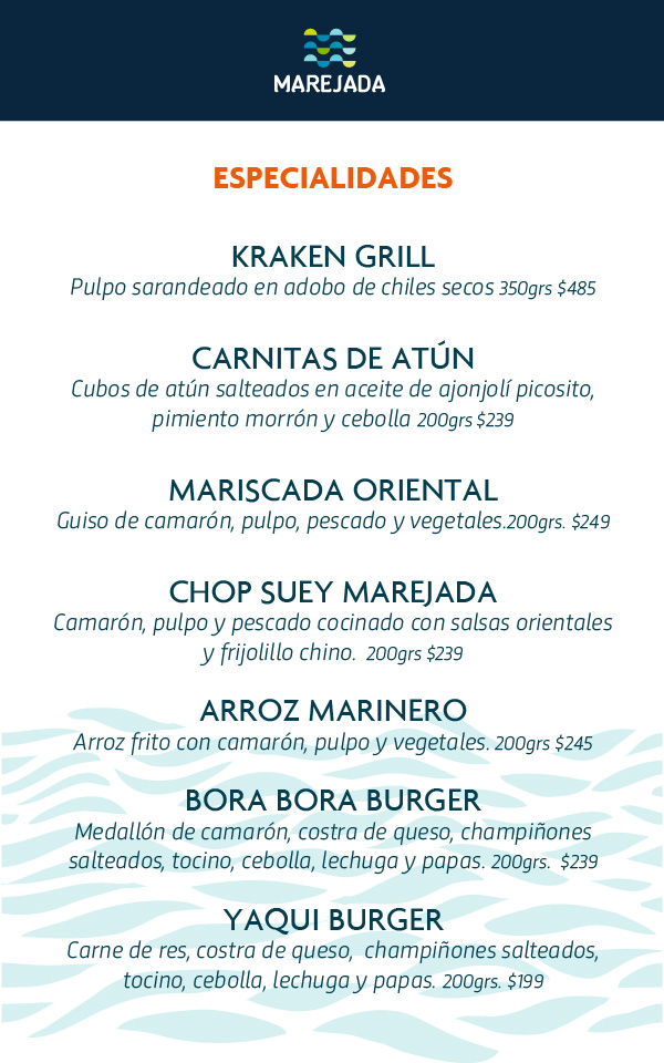 Marejada menu comida