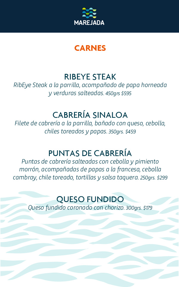 Marejada menu comida