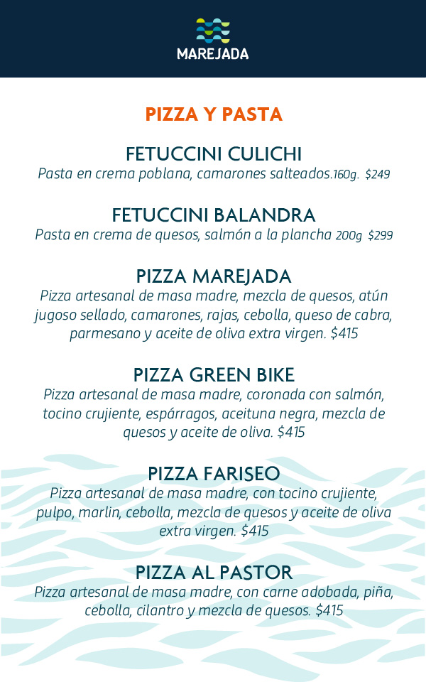 Marejada menu comida