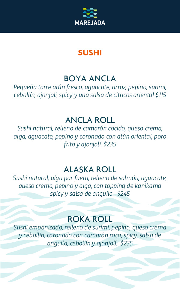 Marejada menu comida