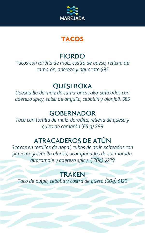 Marejada menu comida