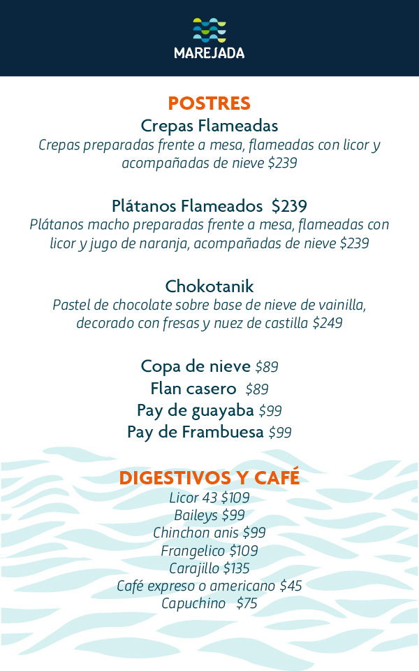 Marejada menu comida